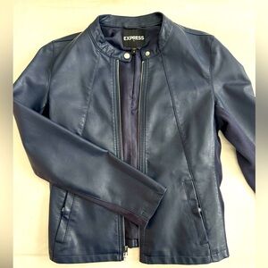 Express Vegan Leather Jacket Navy